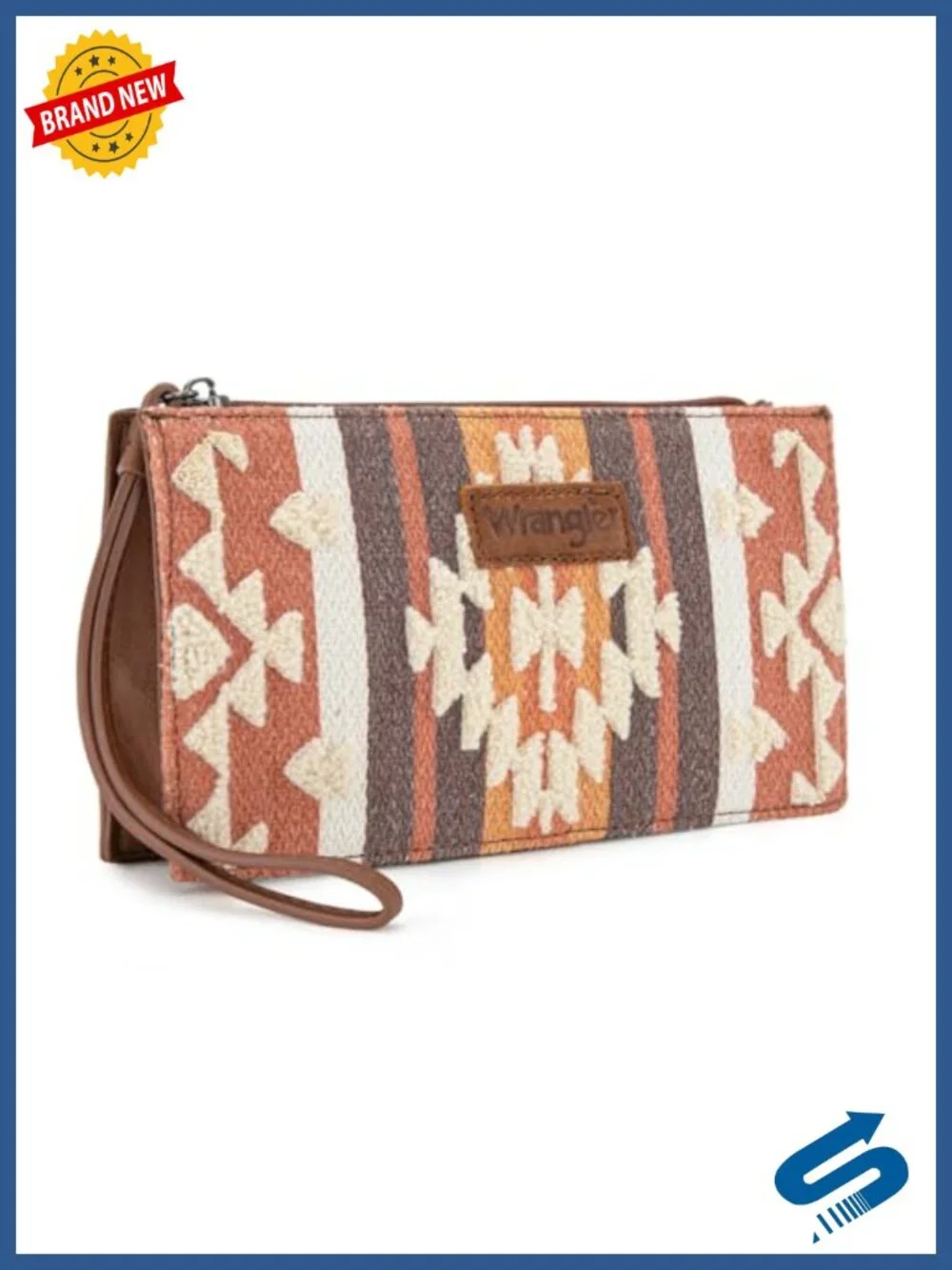 Wristlet Clutch Purse with Towel Embroidery and Zipper